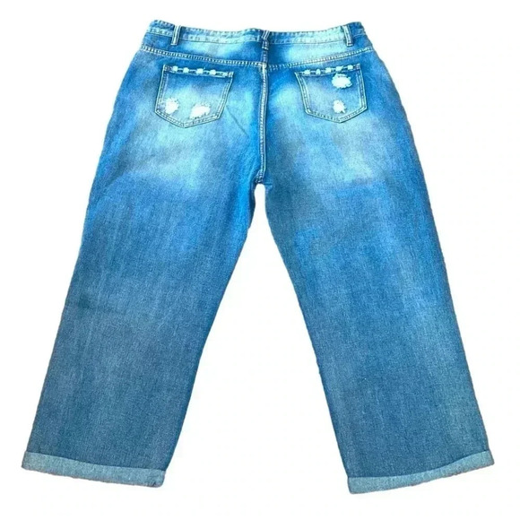 Distressed Daisy Boho Hippie Jeans Adorable 2X NWOT - Picture 4 of 11